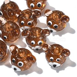 10Pcs Luminous Handmade Lampwork Beads, with Glitter Powder, Bear, Brown, 14~15x16.5~18x15~17mm, Hole: 1.8~2mm(LAMP-CJ0001-65)