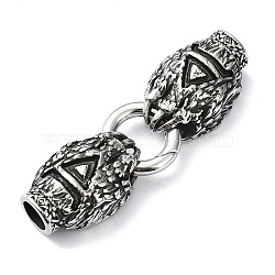 Tibetan Style 304 Stainless Steel Spring Gate Rings, Manual Polishing, Antique Silver, 63mm(FIND-Z046-06AS-07)