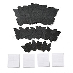 3D Plastic Wall Stickers, with Adhesive Tape, for Home Living Room Bedroom Wall Decorations, Butterfly, Black, 23~55x30~70x0.2mm, 48pcs/set(DIY-F077-04L)