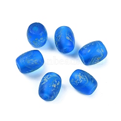 Opaque Handmade Lampwork Beads, Drum, Light Blue, 14.5-15x11.5-12mm, Hole: 2mm(BLOW-D006-02A)