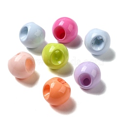 Baking Paint Acrylic European Beads, Large Hole Bead, Top Drilled, Round, Mixed Color, 16x16x15.5mm, Hole: 4.5mm(OACR-G022-04)