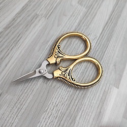 201 Stainless Steel Scissors, Craft Scissor, for Needlework, Antique Golden & Stainless Steel Color, 60x42x0.3mm(PW22071355906)
