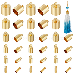 48Pcs 6 Size Brass Cord Ends, End Caps, Column, Real 18K Gold Plated, 6~15x2~11mm, Hole: 1.2mm, Inner Diameter: 1.4~10.5mm(FIND-BC0005-46)