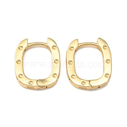 Brass Oval with Polka Dot Hoop Earrings for Woman, Real 18K Gold Plated, 16x13.5x2.5mm, Pin: 0.8mm(EJEW-F314-02A-G)