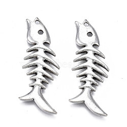 Tibetan Style Alloy Pendants, Cadmium Free & Lead Free, Fish Bone, Antique Silver, 39.5x15x2mm, Hole: 1.6mm, about 205pcs/500g(TIBEP-N008-122)