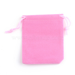 Rectangle Velvet Pouches, Gift Bags, Pink, 9x7cm(X-TP-R002-7x9-06)