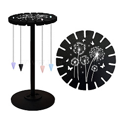 Wooden Wheel, Wooden Display Shelf, Black Holder Stand, Rustic Divination Pendulum Storage Rack, Witch Stuff, Dandelion, Wheel: 120x8mm, 2pcs, Studdle: 288x12mm, 1pc(DJEW-WH0046-117)