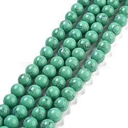 Synthetic Turquoise Beads Strands, Dyed, Round, Dark Turquoise, 8mm, Hole: 1mm, about 50pcs/strand, 15.7 inch(TURQ-H038-8mm-XXS11)