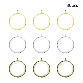 Alloy Open Back Bezel Pendants, For DIY UV Resin, Epoxy Resin, Pressed Flower Jewelry, Ring, Mixed Color, 32.5x28.5x4.5mm, Hole: 2mm, 30pcs/set