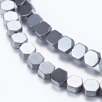 Non-magnetic Synthetic Hematite Beads Strands, Hexagon, 4x4x2mm, Hole: 0.5mm, about 99pcs/strand, 15.9 inch(40.5cm)