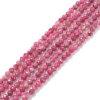 Natural Red Tourmaline Beads Strands, Faceted, Round, Grade AAA, 2.5x2mm, Hole: 0.6mm, about 170pcs/strand, 15.35 inch(39cm)