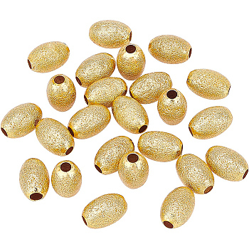 24Pcs Eco-Friendly Brass Textured Beads, Cadmium Free & Lead Free, Real 18K Gold Plated, 12x8mm, Hole: 3mm, 24pcs