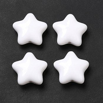 Opaque Acrylic Beads, Star, White, 19x20x8mm, Hole: 2mm, about 288pcs/500g