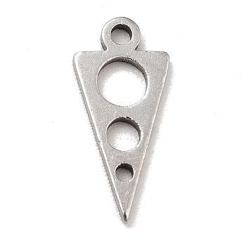 201 Stainless Steel Pendants, Triangle with Round, Stainless Steel Color, 13x6x1mm, Hole: 1.2mm