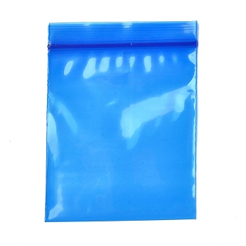 Solid Color PE Zip Lock Bags, Resealable Small Jewelry Storage Bags, Self Seal Bag, Top Seal, Rectangle, Blue, 8x6cmm, Unilateral Thickness: 2.7 Mil(0.07mm), about 90~100pcs/bag