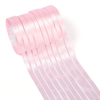 Breast Cancer Pink Awareness Ribbon Making Materials Valentines Day Gifts Boxes Packages Single Face Satin Ribbon, Polyester Ribbon, Pink, 25yards/roll(22.86m/roll), 10rolls/group, 250yards/group(228.6m/group)