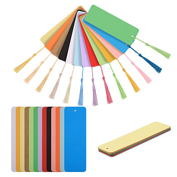 DIY Blank Bookmark Making Kit, Including Kraft Paper Rectangle Card, Polyester Tassel Decorations, Mixed Color, 260Pcs/set