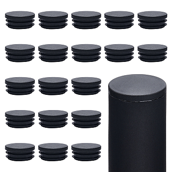 Plastic Hole Plugs, Snap in Hole Plugs, Post Pipe Insert End Caps, for Furniture Fencing, Round, Black, 40x17mm, Inner Diameter: 30.5mm