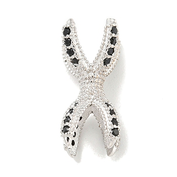 Brass Micro Pave Cubic Zirconia Beads, Claw, Platinum, 19~22.5x10~13x10~13mm, Hole: 1.6~1.8mm