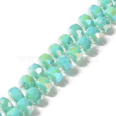 Aquamarine Flat Round Glass Beads