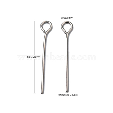 Stainless Steel Eye Pin Jewelry Findings(X-STAS-E013-0.6x20mm)-5