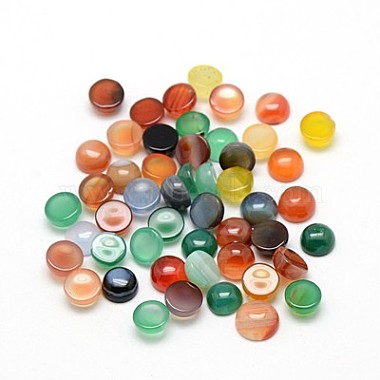 8mm Mixed Color Flat Round Natural Agate Cabochons