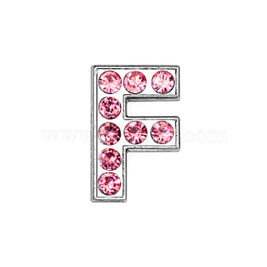 Platinum Alphabet Alloy+Rhinestone Slide Charms