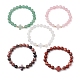 8mm Round & Cross Natural Mixed Gemstone Beaded Stretch Bracelets for Women(BJEW-JB10930)-4