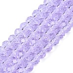 Glass Beads Strands, Faceted, Rondelle, Lilac, 6x5mm, Hole: 1mm, about 80~85pcs/strand, 38~40cm(X-EGLA-A044-T6mm-D17)