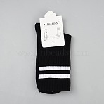 Cotton Stripe Socks for Sports Yoga, Black, 260x150x3mm(AJEW-WH20086-001B)