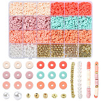 DIY Bohemian Jewelry Making Bead Kits, Including Handmade Polymer Clay Beads, CCB Plastic Spacer Beads and ABS Plastic Imitation Pearl Beads, Mixed Color, 5~8mm, Hole: 1.5~2.3mm(DIY-YW0017-76)