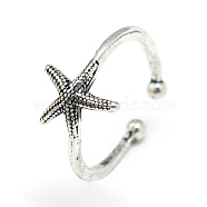 Adjustable Alloy Cuff Finger Rings, Starfish/Sea Stars, Size 7, Antique Silver, 17mm
(X-RJEW-S038-039)