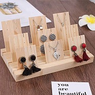 3-Slot Wooden Earring Display Card Stands, Jewelry Organizer Holder with Earring Display Cards, for Earring, pendant Necklace Storage, Wheat, Finish Product: 22x11.9x8.1cm, Hole: 1.6mm(EDIS-R027-01A-03)