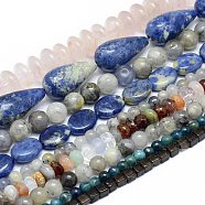 Natural & Synthetic Gemstone Beads Strands, Mixed Shapes, 4~30x4~15mm, Hole: 0.8~2mm, about 13~98pcs/Strand, 14.57 inch~15.74  inch(37~40cm)(G-F513-02A)