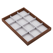 Rectangle Wood Jewelry Display Trays, Covered with Velvet, 12 Grids Tray Jewelry Storage Holder, Gainsboro, 25x35.7x3cm(ODIS-WH0061-01)