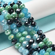Glass Beads Strands, Faceted, Rondelle, Steel Blue, 10x8mm, Hole: 1mm, about 63~65pcs/strand, 19.2~20 inch(48~50cm)(EGLA-A034-M10mm-58)