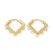Brass Hoop Earring Finding, Twist Rhombus, with Horizontal Loops, Cadmium Free & Lead Free, Long-Lasting Plated, Real 24K Gold Plated, 16.5x17x2mm, Hole: 1mm, Pin: 1mm(KK-A172-17G)