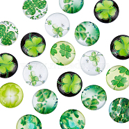 Half Round/Dome Four Leaf Clover Glass Cabochons, Mixed Color, 12x4mm(GGLA-PH0002-12mm-CC)