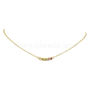 Rack Plating Brass Pave Colorful Cubic Zirconia Cube Link Necklaces, Golden, 15.94 inch(40.5cm)(NJEW-JN04999)