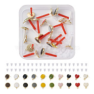 20Pcs 10 Style Alloy Enamel Stud Earring Findings, with Vertical Loops and 40Pcs Plastic Ear Nuts, Flat Round & Heart, Mixed Color, 12.5x10.5mm, Hole: 1mm and 12x10mm, Hole: 1.5mm, Pin: 0.6mm, 2Pcs/style(FIND-EL0001-03)