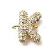 Brass Micro Pave Cubic Zirconia Links, Long-Lasting Plated, Cadmium Free & Lead Free, Letter K, 15x13.5x4mm, Hole: 1.6mm(KK-I717-04K)