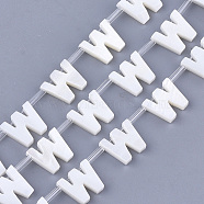 Freshwater Shell Beads, Top Drilled Beads, Letter.W, 10x11.5x3mm, Hole: 0.8mm(X-SHEL-T012-59W)