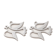 304 Stainless Steel Pendants, Laser Cut, Bird Charm, Stainless Steel Color, 22x24x1mm, Hole: 1.8mm(STAS-D050-04P)