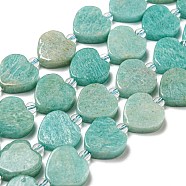 Natural Amazonite Beads Strands, with Seed Beads, Heart, 15.5~16x16x5.5~6.5mm, Hole: 1.2mm, about 20pcs/strand, 15.04 inch(38.2cm)(G-G072-D01-01)