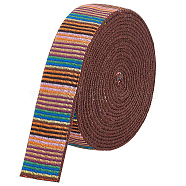 5 Yards Ethnic Style Polyester Ribbons, Jacquard Ribbon, Stripe Pattern, Dark Orange, 1-1/2 inch(38mm), about 5 yards(4.57m)/bag(SRIB-BC0001-17)