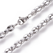 304 Stainless Steel Cable Chains Necklaces, with Lobster Claw Clasps, Stainless Steel Color, 27.2 inch(60cm)(NJEW-L160-015P)