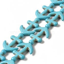 Synthetic Turquoise Dyed Beads Strands, Anchor, Turquoise, 21x15x2.5mm, Hole: 1.2mm, about 19pcs/strand, 15.63''(39.7cm)(G-E594-07)