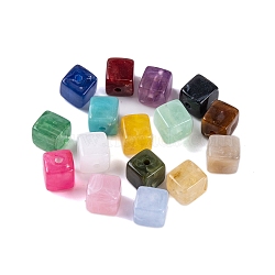 Acrylic Bead, Imitation Jade, Cube, Mixed Color, 9x8x8mm, Hole: 2mm, 833pcs/500g(OACR-H120-01)