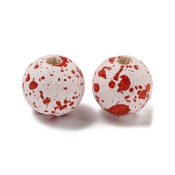 Spray Paint Schima Wood Bead, Round, Halloween/Thanksgiving Theme, FireBrick, 16x15mm, Hole: 4.2mm(WOOD-H107-03A)