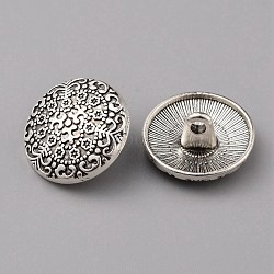 1-Hole Alloy Shank Buttons, Flat Round, Antique Silver, Flower Pattern, 17x8mm, Hole: 2mm(BUTT-WH0020-22D)